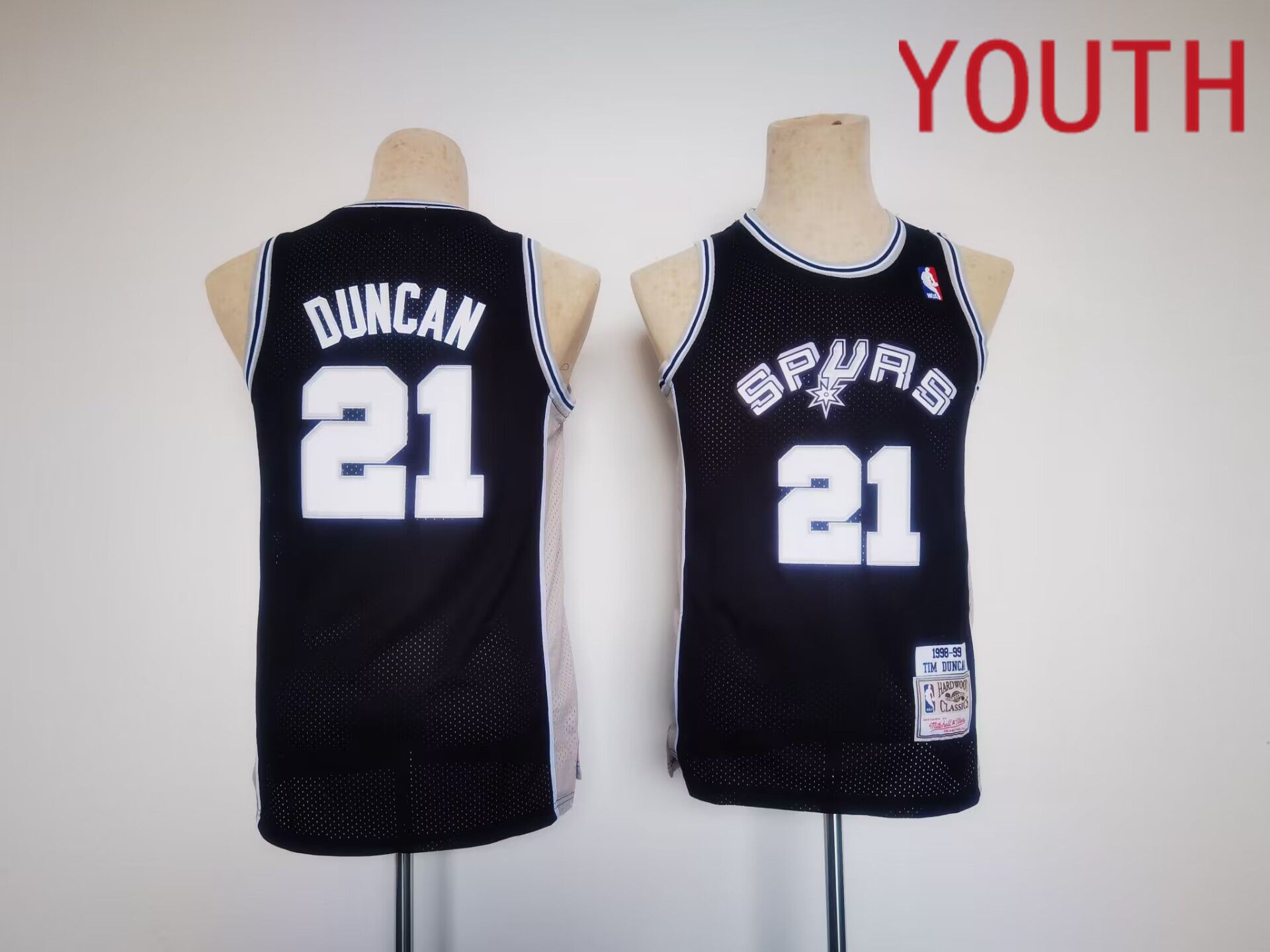 Youth San Antonio Spurs #21 Duncan Black Throwback 2023 NBA Jersey->san antonio spurs->NBA Jersey